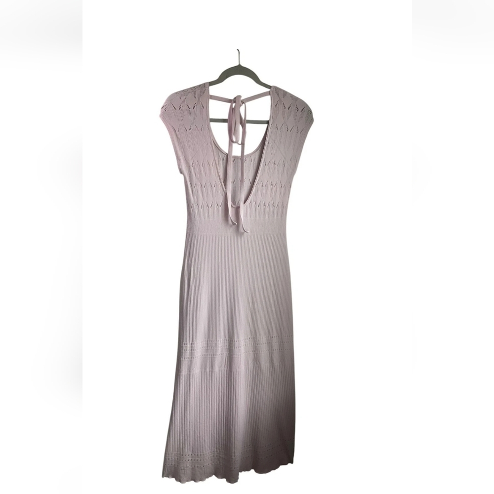Free People Medium Robin Seamless Maxi Dress Pastel Pink Knit Ribbed Feminine - Picture 4 of 15